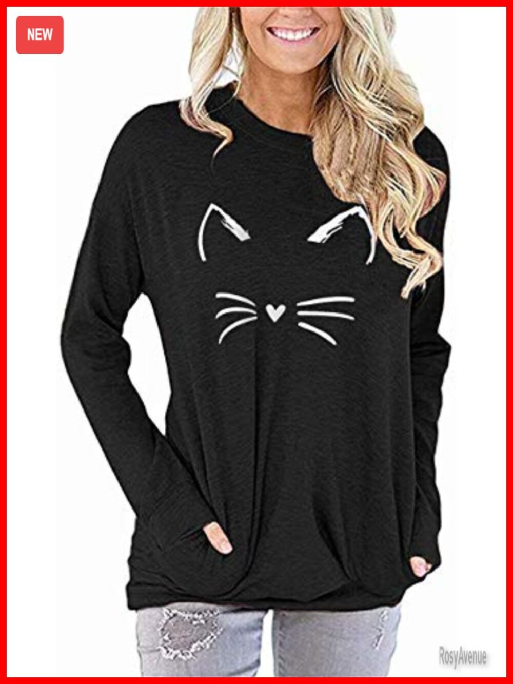 Womens Tunic Sweatshirt Long Sleeve Pullover Crew Neck Loose Fit Casual Top